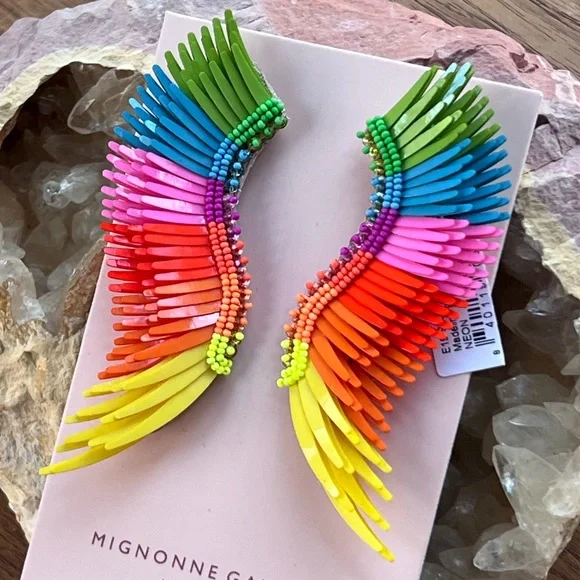 ๐บ๐HP๐๐บ NWT Mignonne Gavigan Madeline Earrings Neon Rainbow - Picture 4 of 16